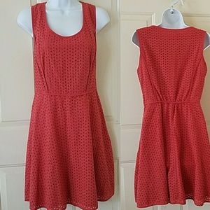 🛍 Orange Eyelet Cotton Dress Size M